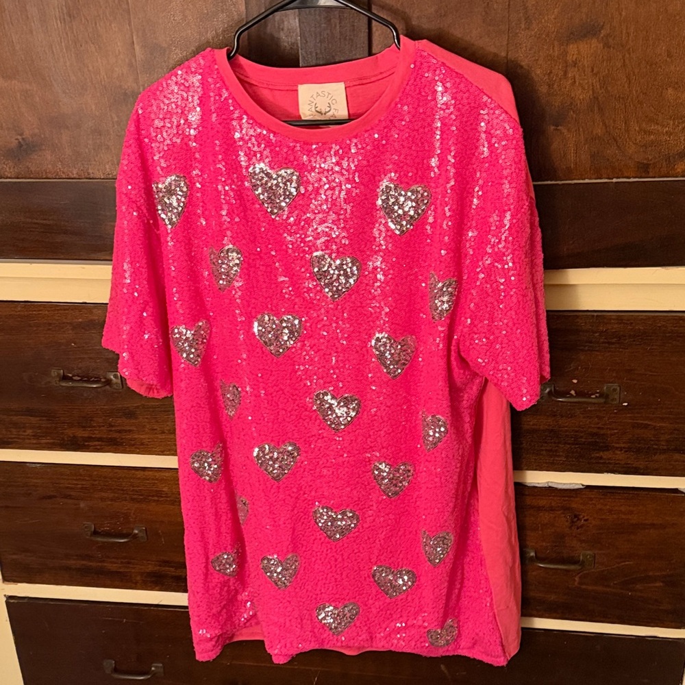Fantastic Fawn Pink Sequin Heart Dress